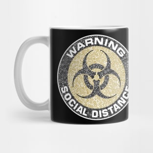 Warning Social Distance Beige Circle Design Mug